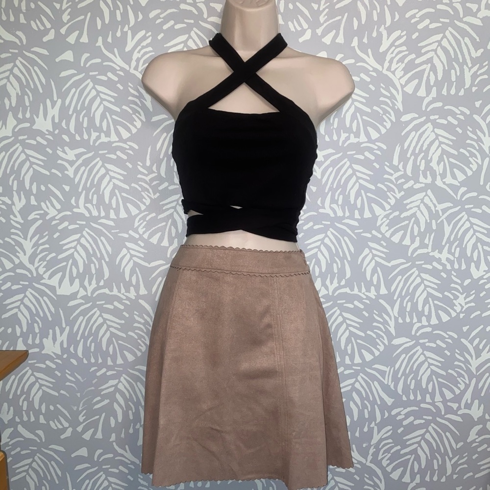 Altar’d State Taupe Suede Mini Skirt
